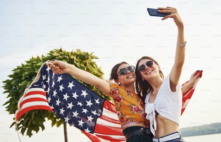 Passport with USA flag showing USA work visa application process