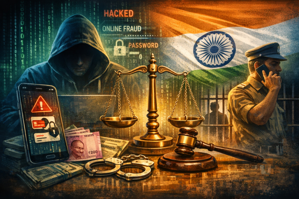 online fraud law punishment in India cyber crime illustration